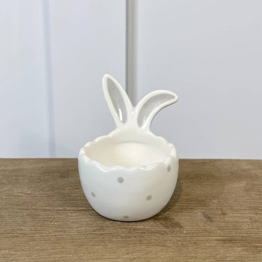 Coquetier en céramique en forme d'oreilles de lapin, 8 cm