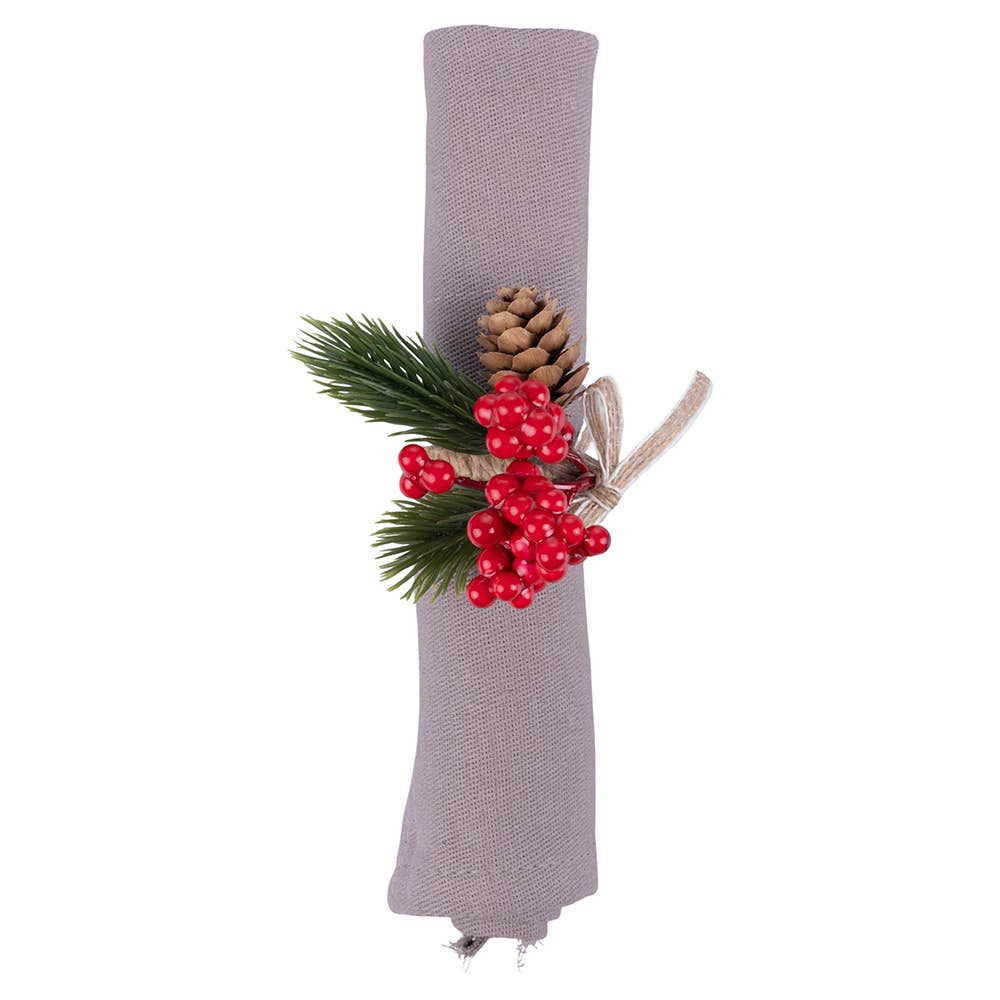 RONDS DE SERVIETTE BAIES ET PIGNES 2 ASSORTIES