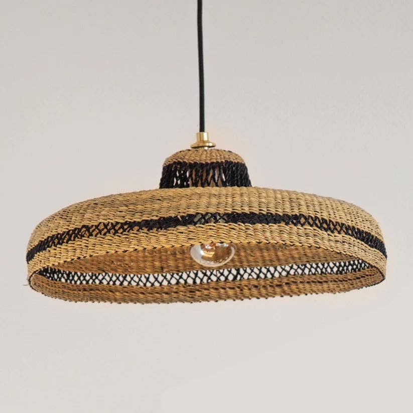 Lampe suspendue en paille tressée plate HATTER