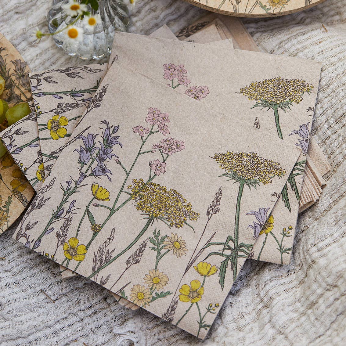 Serviettes florales écologiques en papier recyclé | Paquet de 20 |