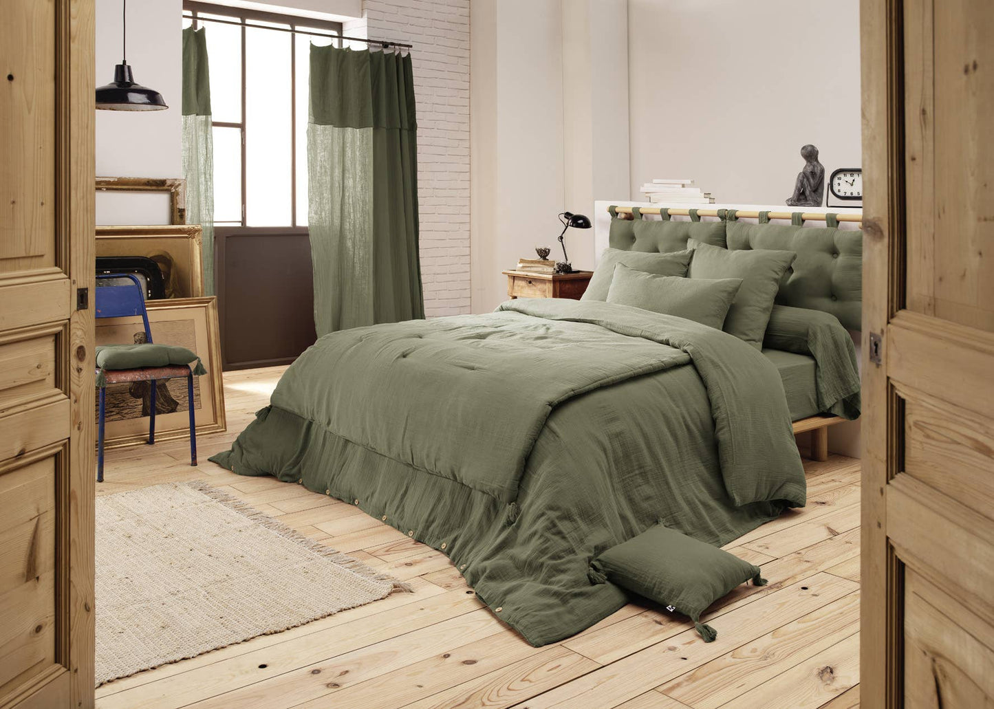 Housse de couette Gaze de Coton 260 x 240 cm GAÏA Romarin