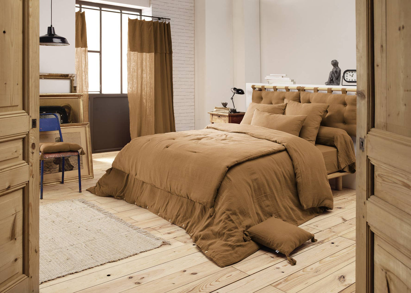 Housse de couette Gaze de Coton 200 x 200 cm GAÏA Camel