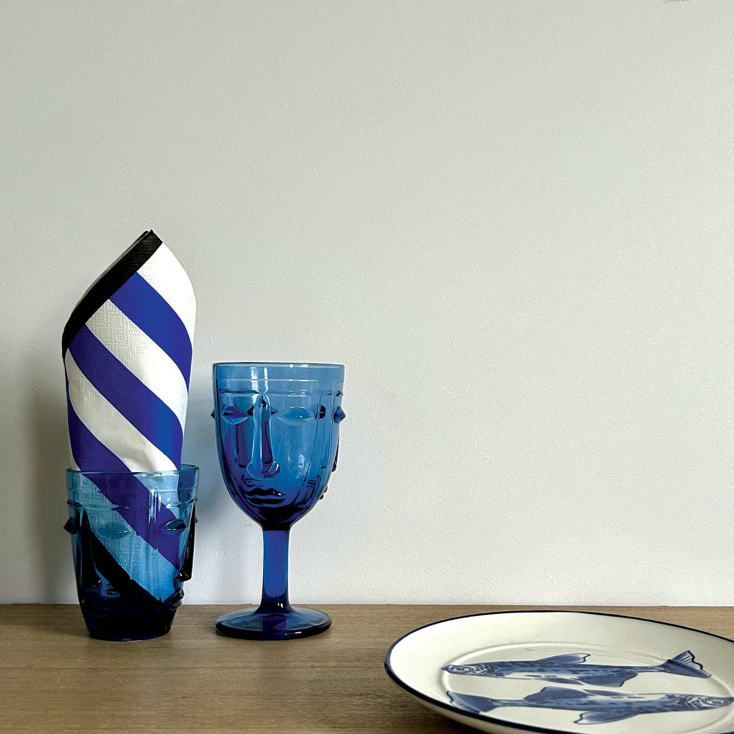 Verre à pied Visage bleu