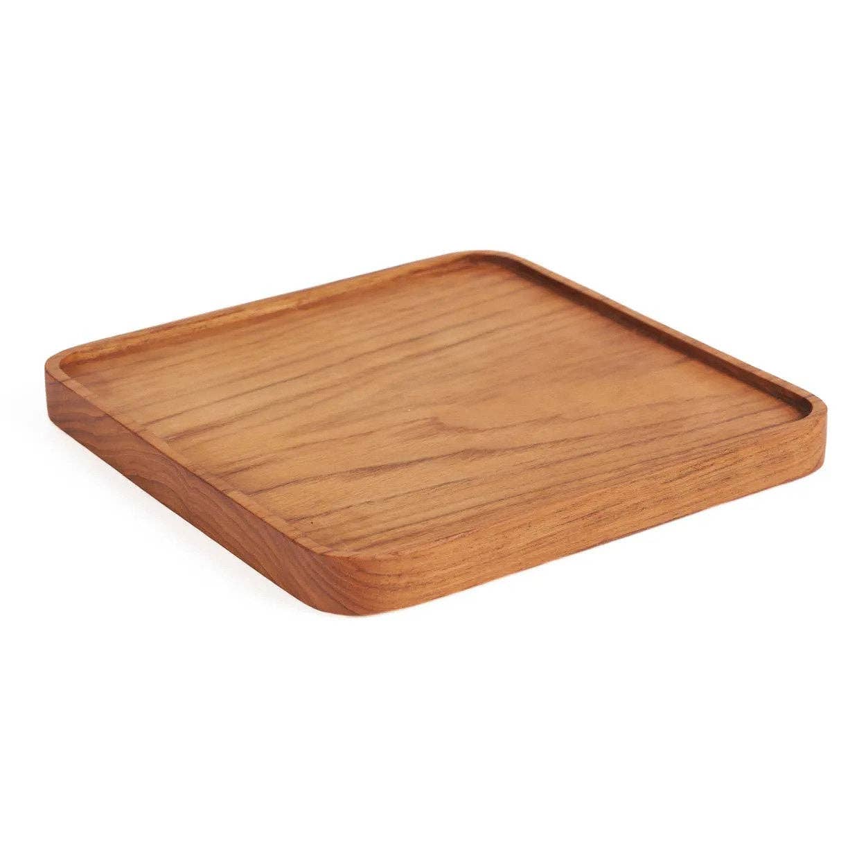 Assiette carrée en teck naturel - Taille S