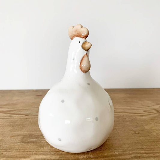 Poulet à pois en céramique, 10,5 cm
