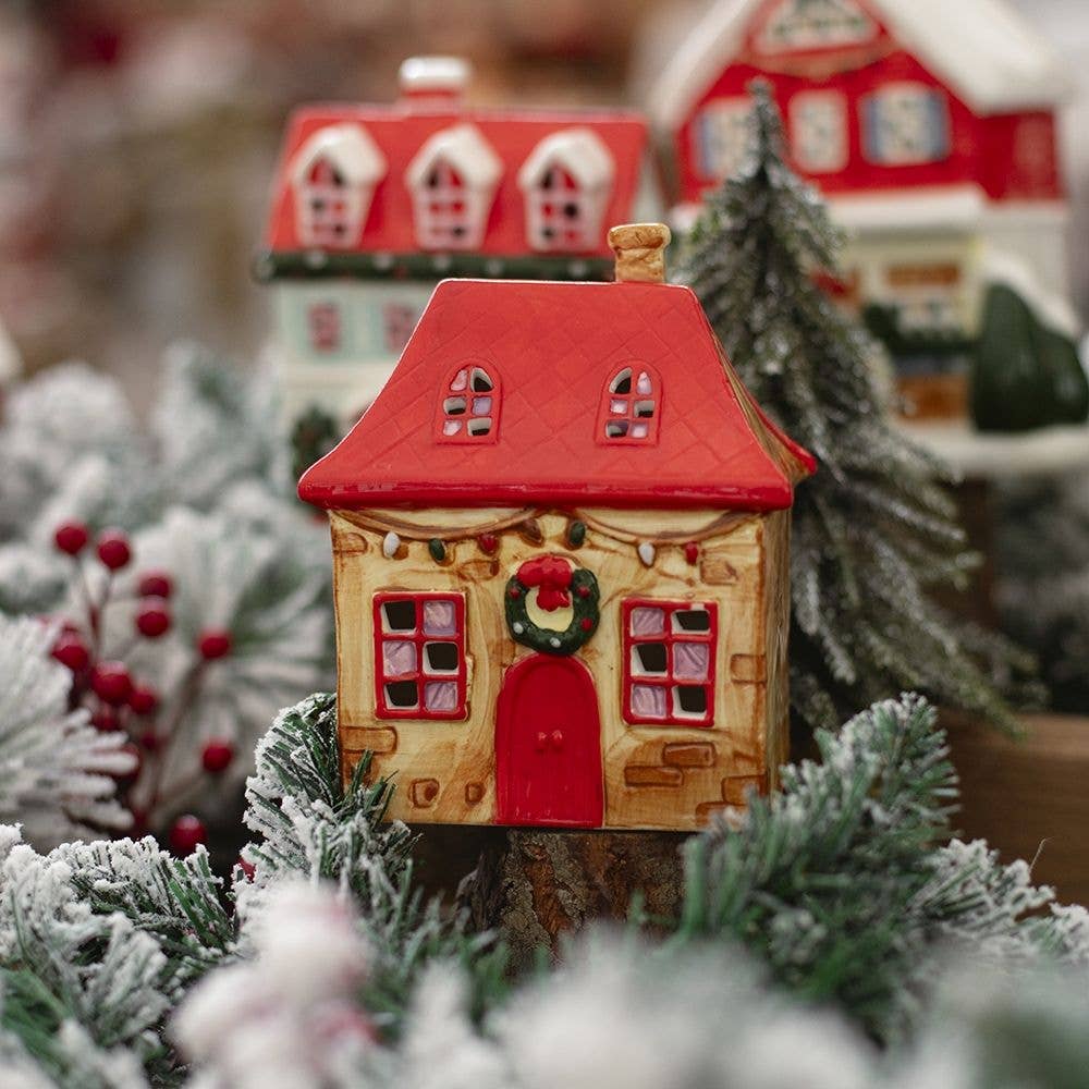 MAISON DE NOËL EN CÉRAMIQUE LED 12,4*8,7*15 CM