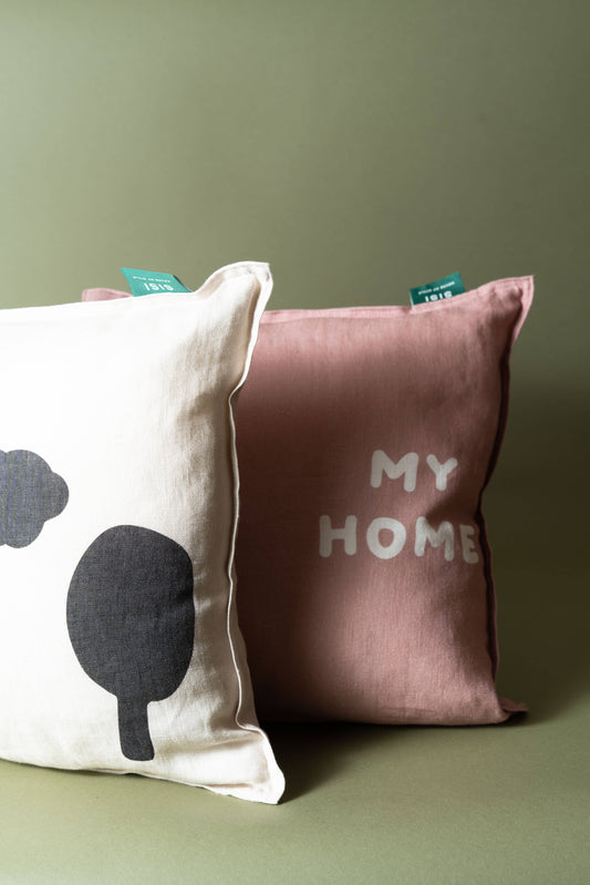 Coussin en lin Sisi, Nuage et arbre
