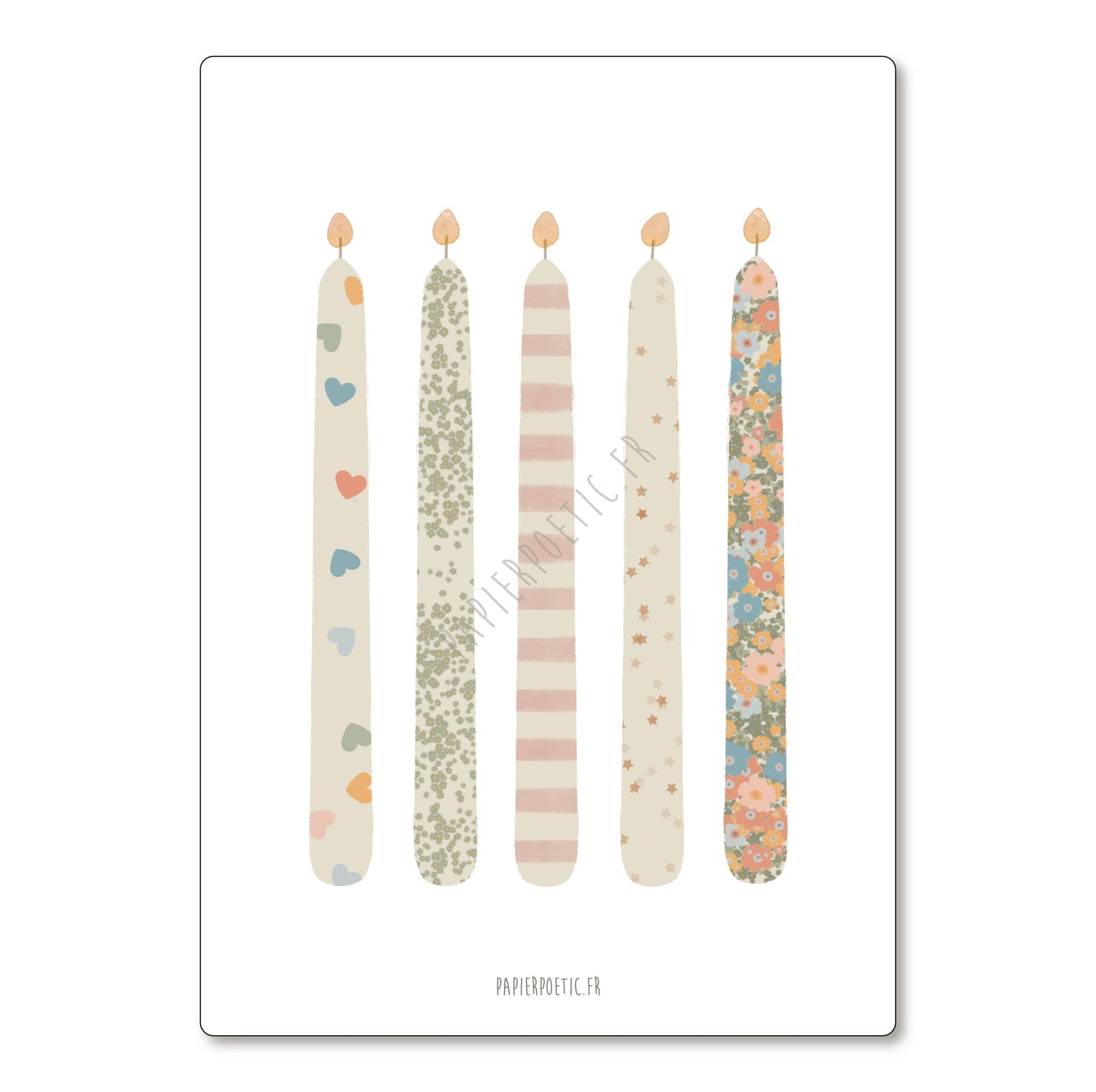 Carte Postale / Card "Bougies colorées"