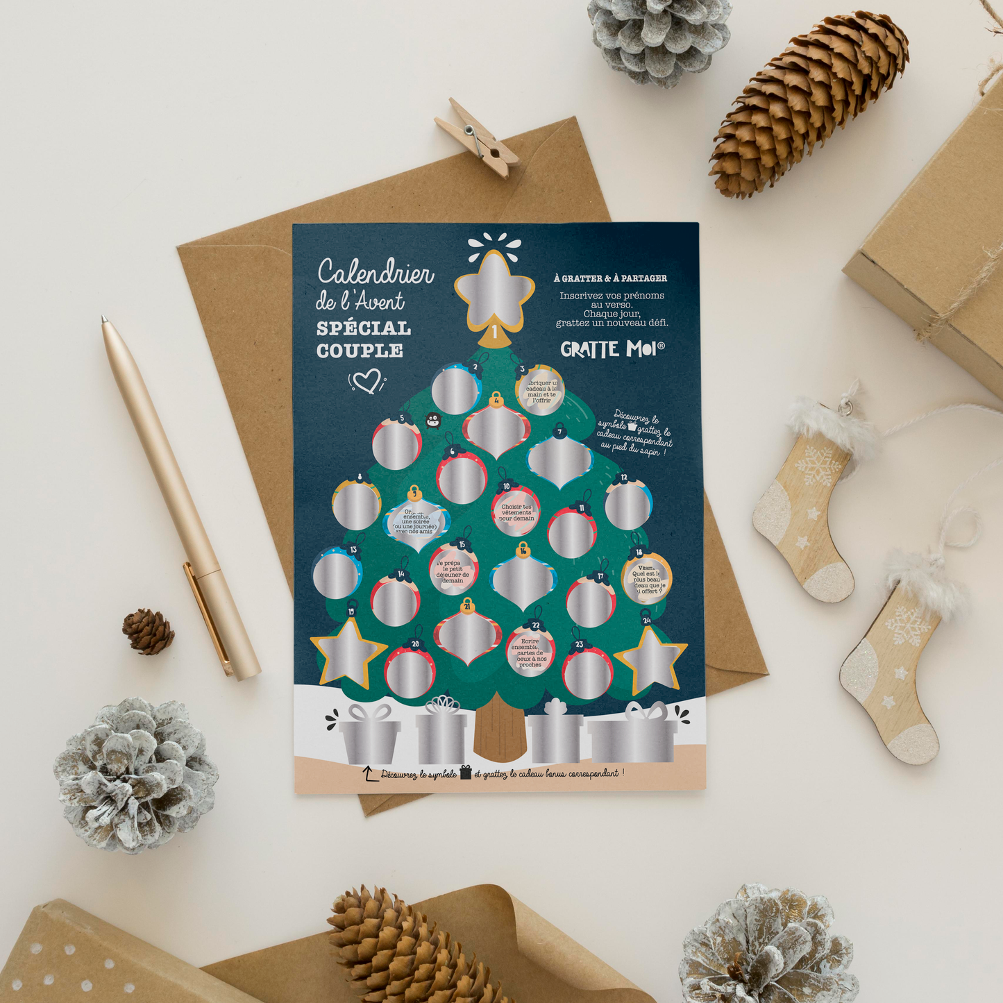 Calendrier de l'Avent "couple" ❤️ jeux à gratter Noël