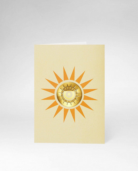 Carte de vœux avec clip doré en forme de soleil