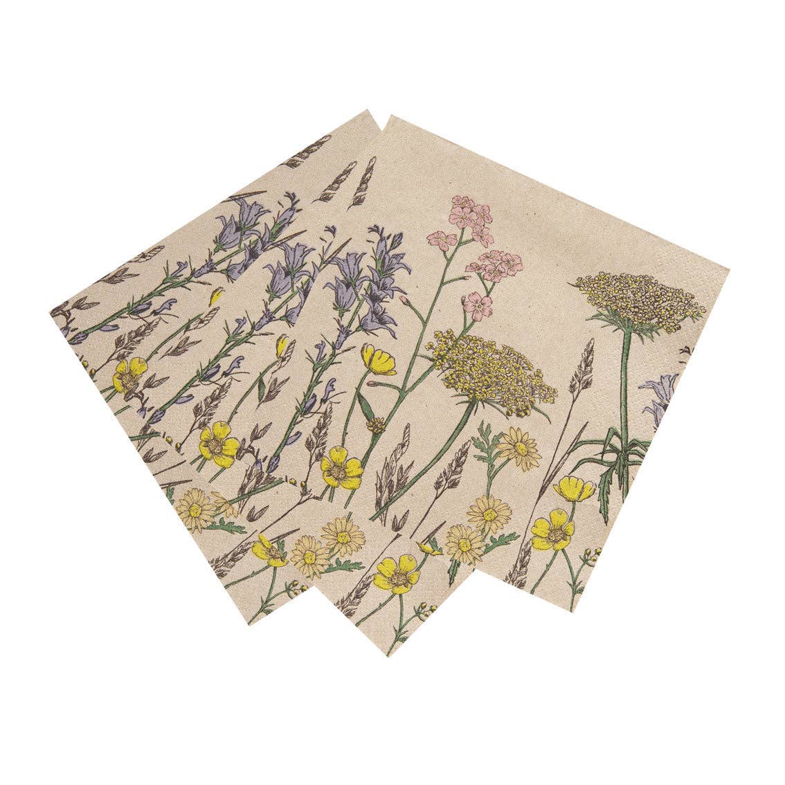 Serviettes florales écologiques en papier recyclé | Paquet de 20 |