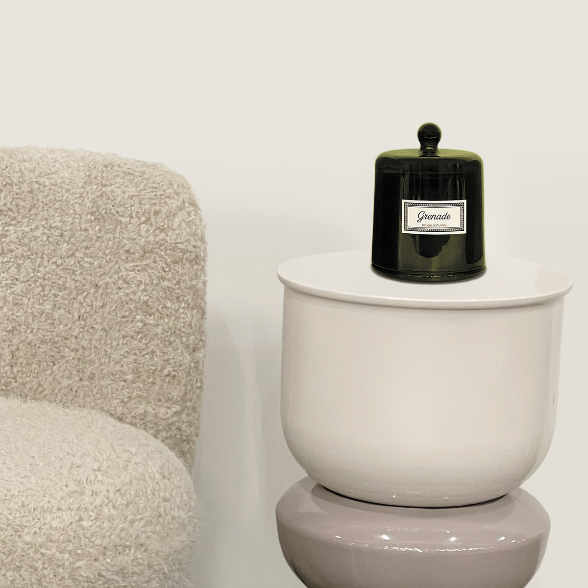 Bougie cloche botanic pm grenade D9 H12cm