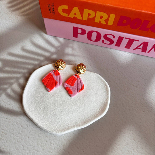 Sirenita – Boucles d'oreilles Feuille orange et fuchsia