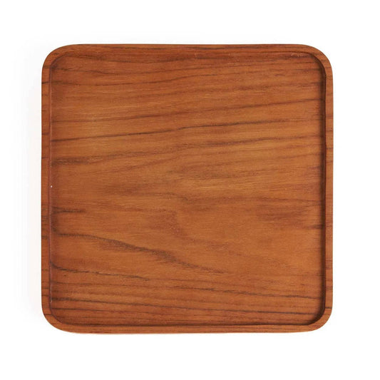 Assiette carrée en teck naturel - Taille S