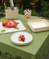 Nappe vinyle verte carre en dentelle impermeable 137 x 137 cm