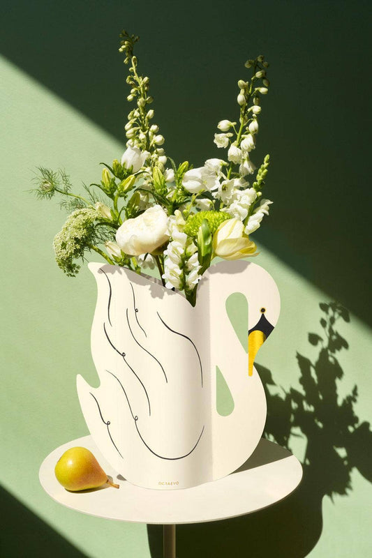 Vase à fleurs en papier en forme de cygne | Décor méditerranéen | Cadeau de luxe