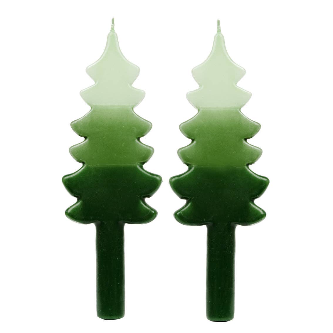 Bougies de dîner en forme de sapin de Noël vert | Paquet de 2 | Décoration de table |