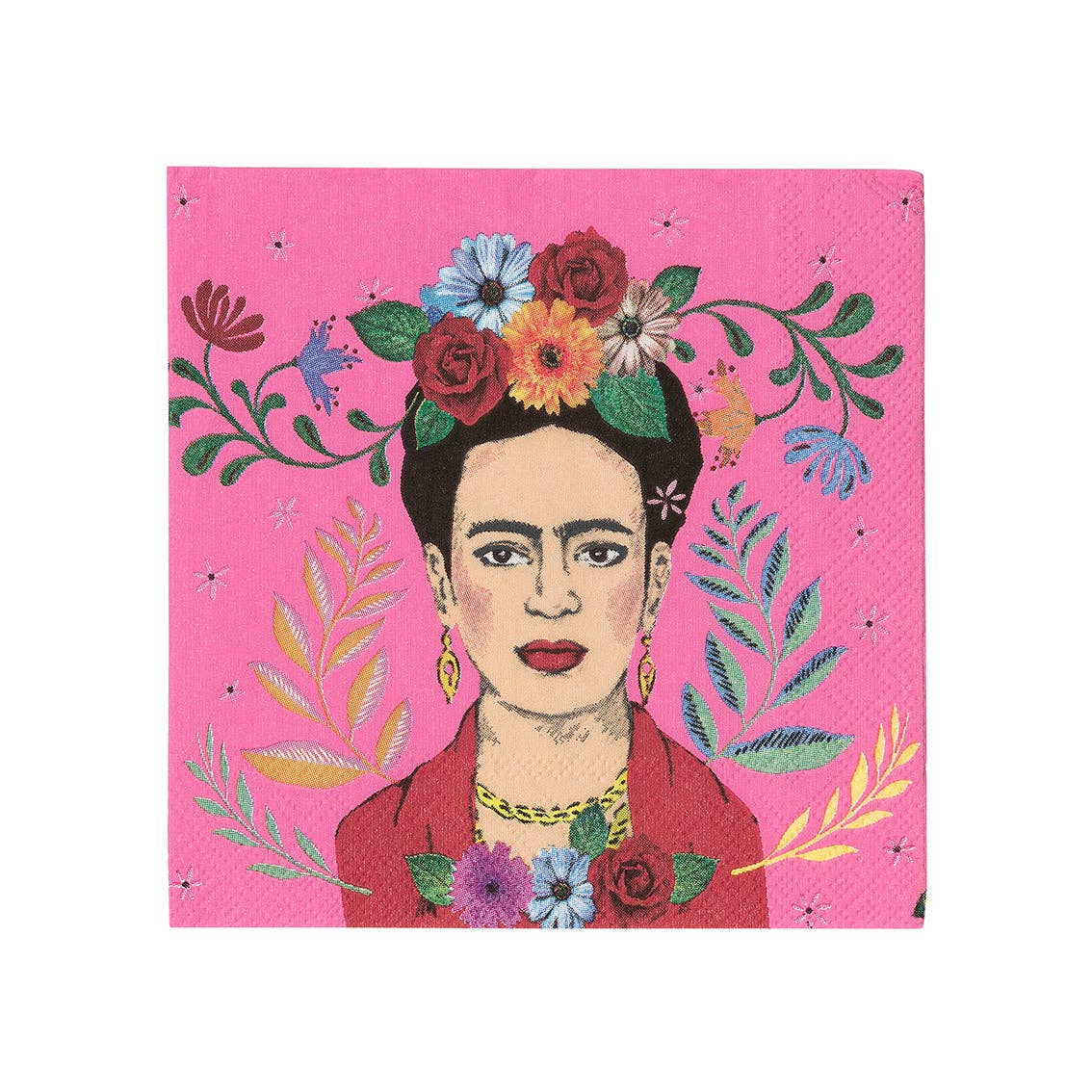 Serviettes à cocktail roses Frida Kahlo | Paquet de 20 | Fête d'été |