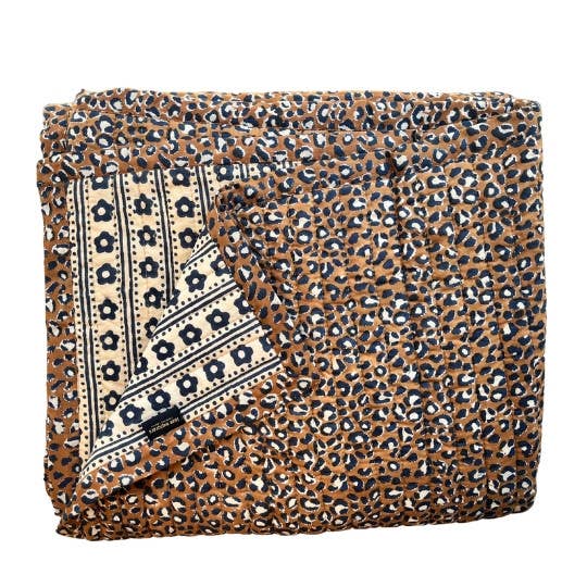 Couverture léopard brown/ fleurs