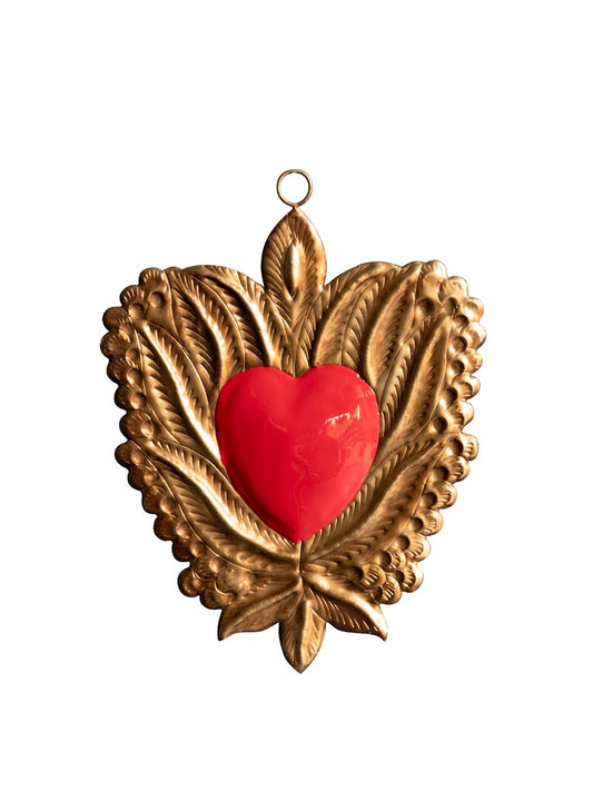 Ex Voto feuille coeur rouge