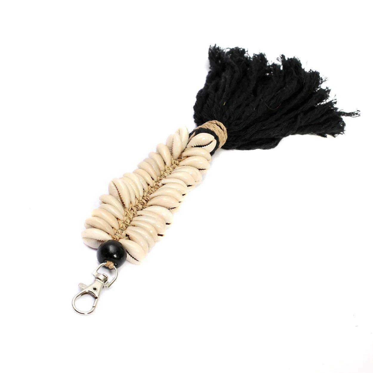 Porte-clés macramé arête de poisson noir