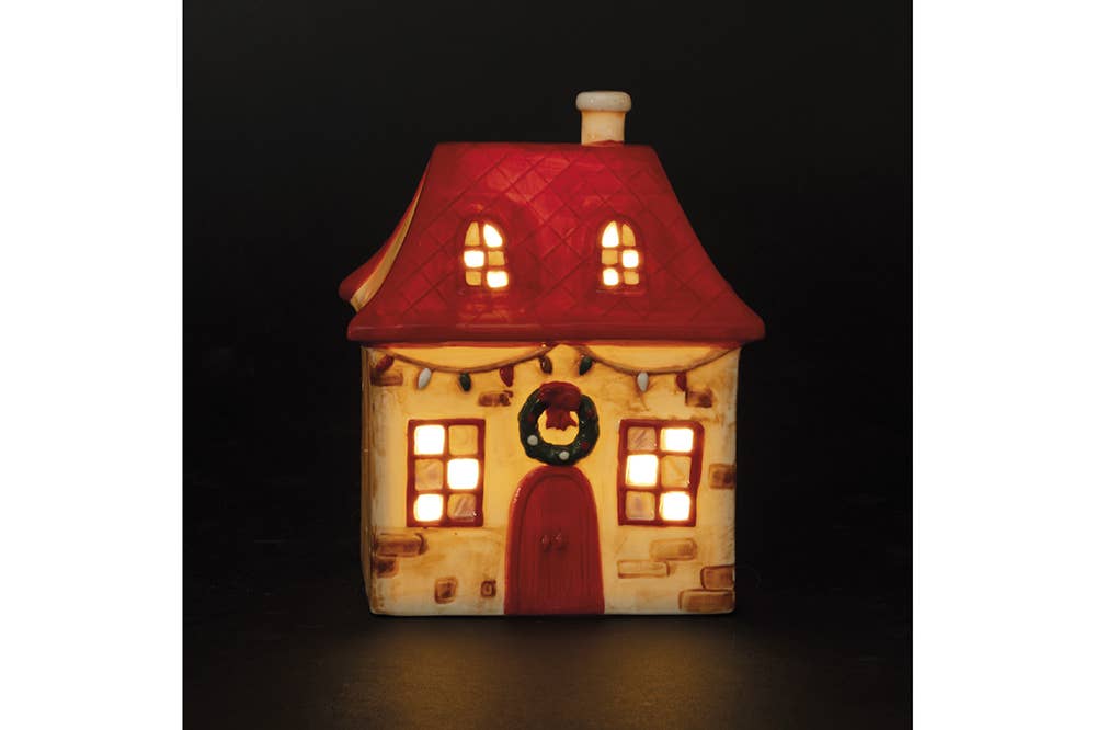MAISON DE NOËL EN CÉRAMIQUE LED 12,4*8,7*15 CM