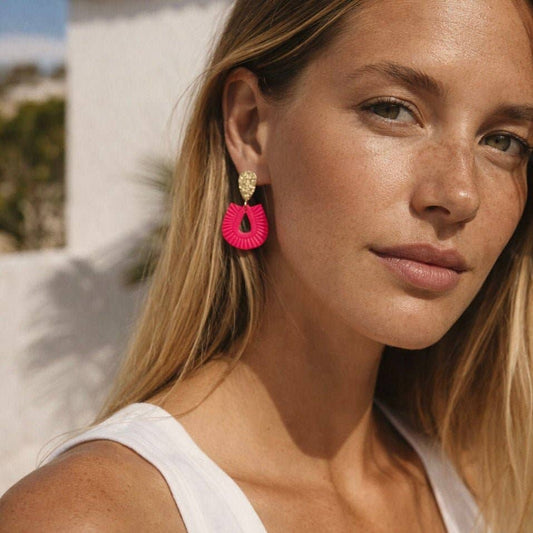 Ibiza Glow – Boucles d'oreilles bohèmes artisanales en argile