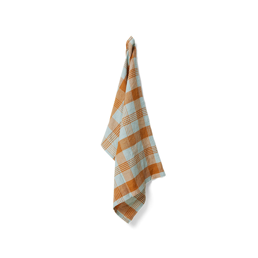Torchon 60% Lin, 40% coton Amber blue