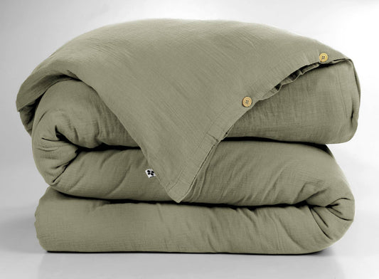 Housse de couette Gaze de Coton 260 x 240 cm GAÏA Romarin