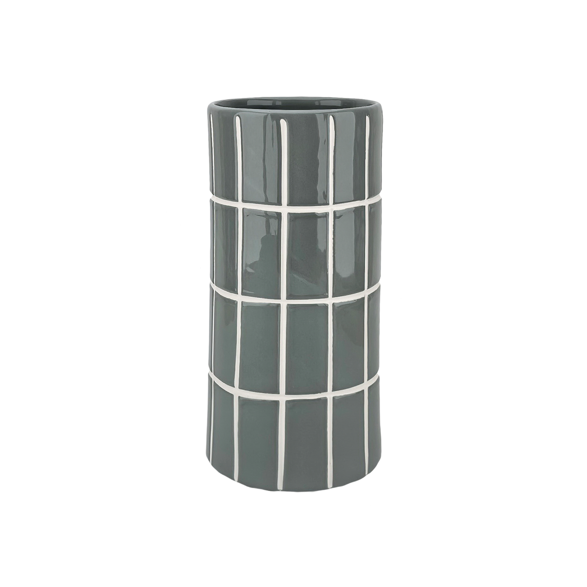 Vase carrelage mm bleu D10,5 H23cm