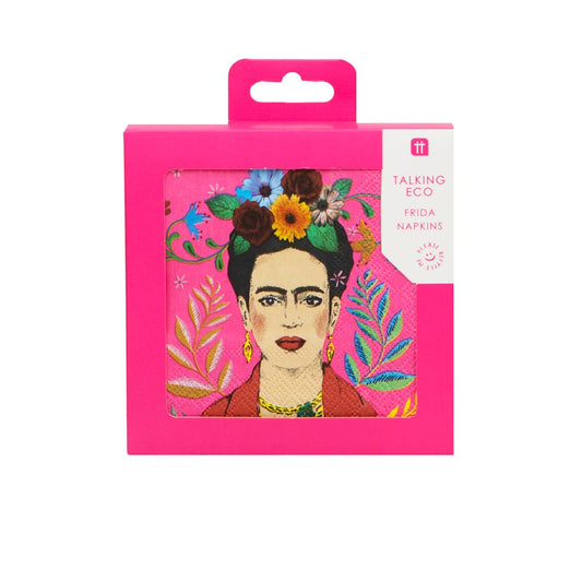 Serviettes à cocktail roses Frida Kahlo | Paquet de 20 | Fête d'été |