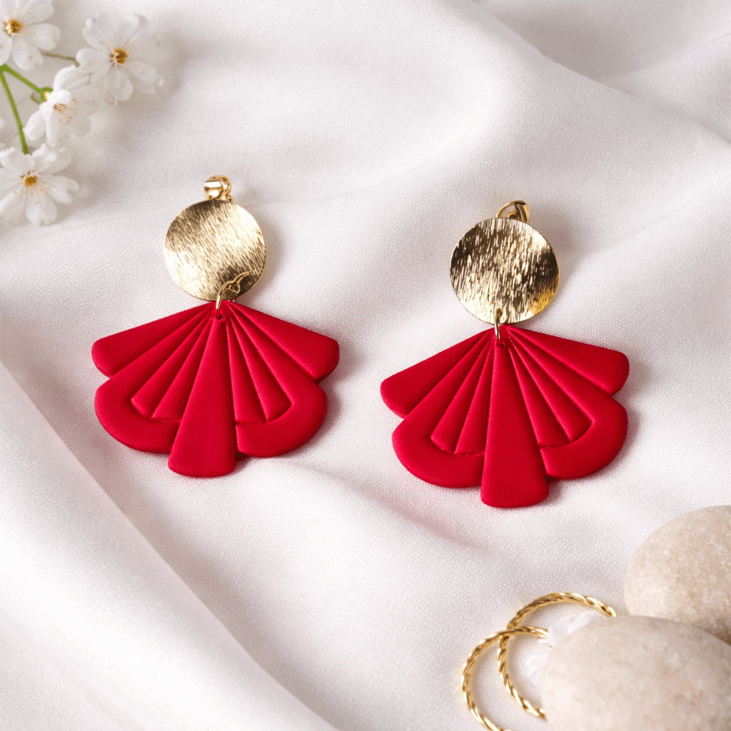 LEA – Boucles d'oreilles pendantes en éventail artisanales et colorées