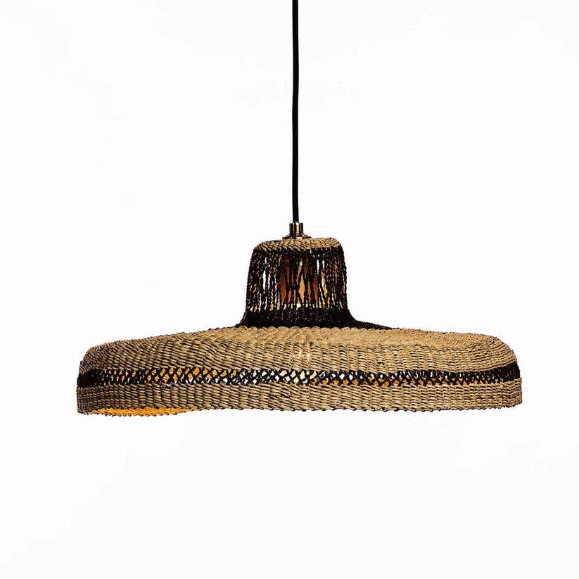 Lampe suspendue en paille tressée plate HATTER
