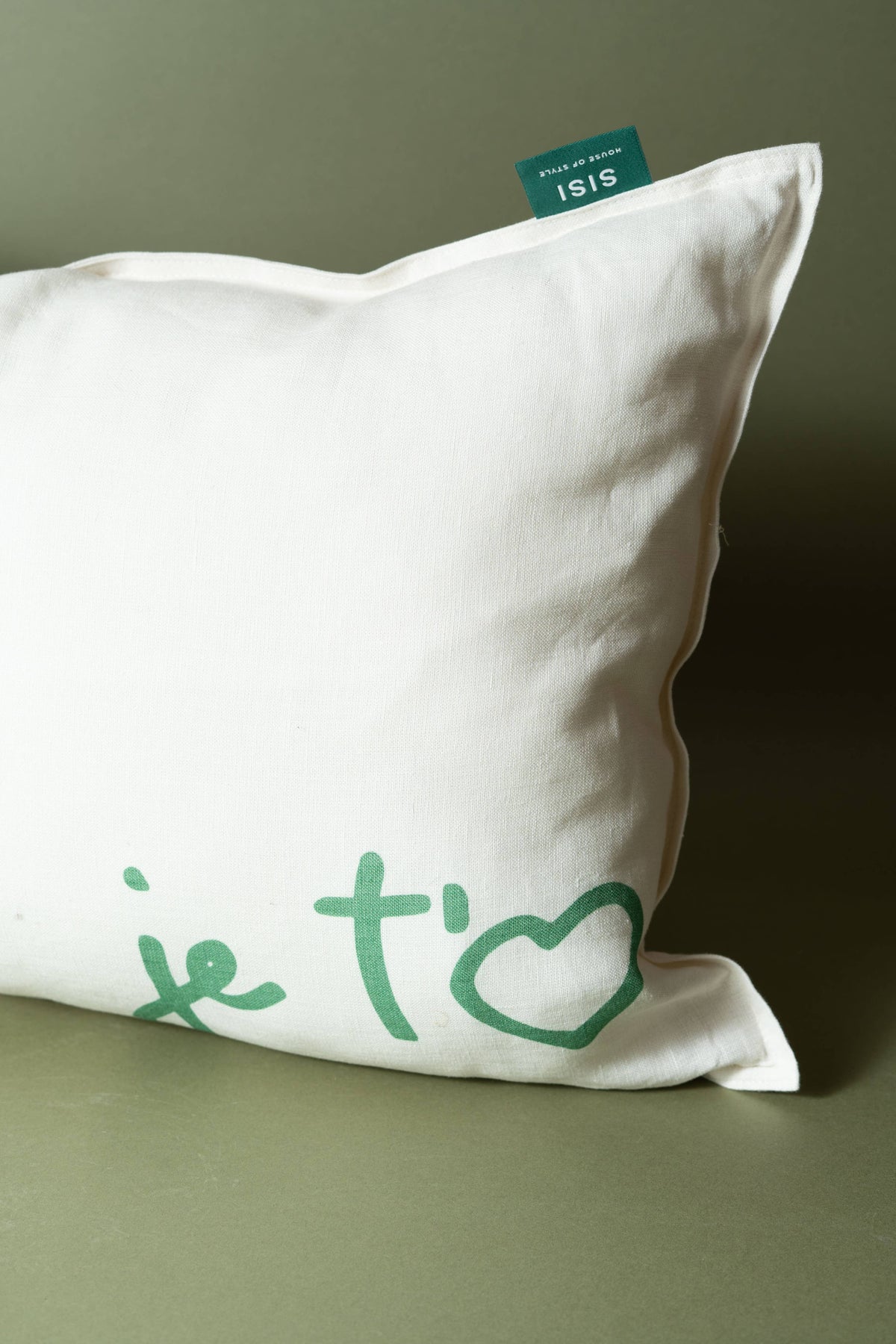 Coussin en lin Sisi, Je t'aime