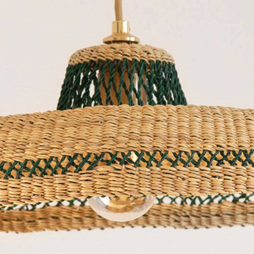 Lampe suspendue en paille tressée plate HATTER