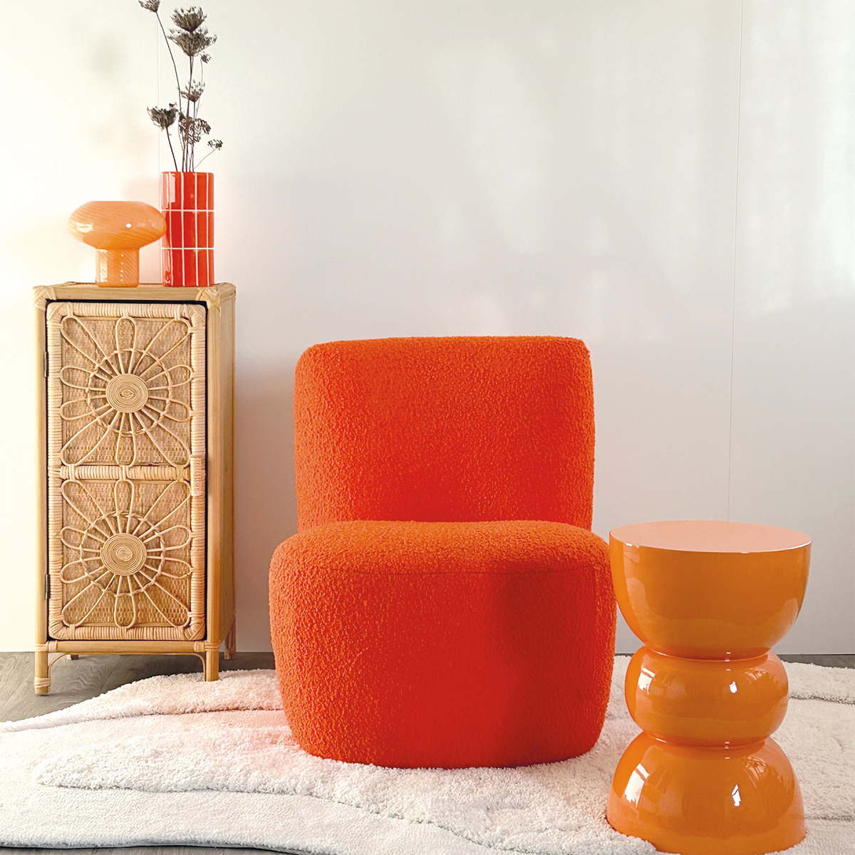 Vase carrelage mm orange D10,5 H23cm