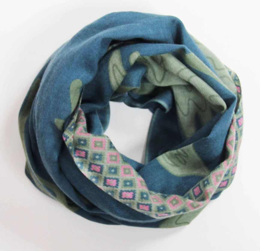 Echarpe Grues Bleue