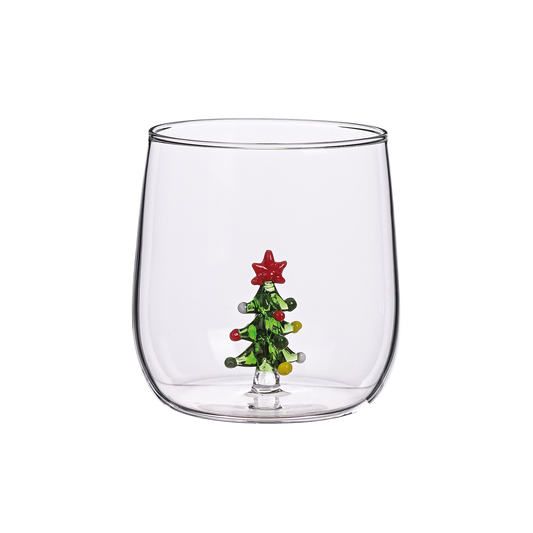 Verre gobelet 3D sapin D8,8 H8,9cm