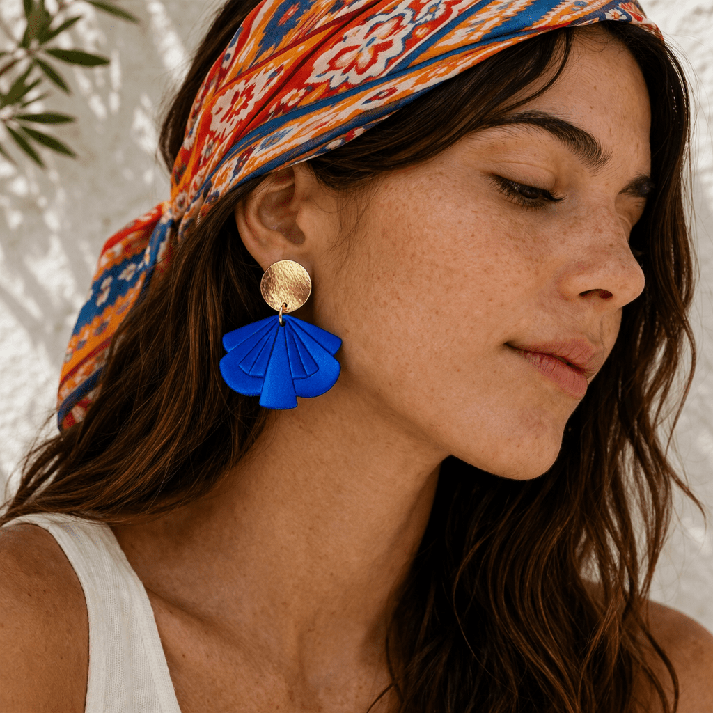 LEA – Boucles d'oreilles pendantes en éventail artisanales et colorées
