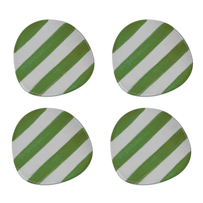 Set de 4 dessous de verre rayures verte D10 H0,6cm