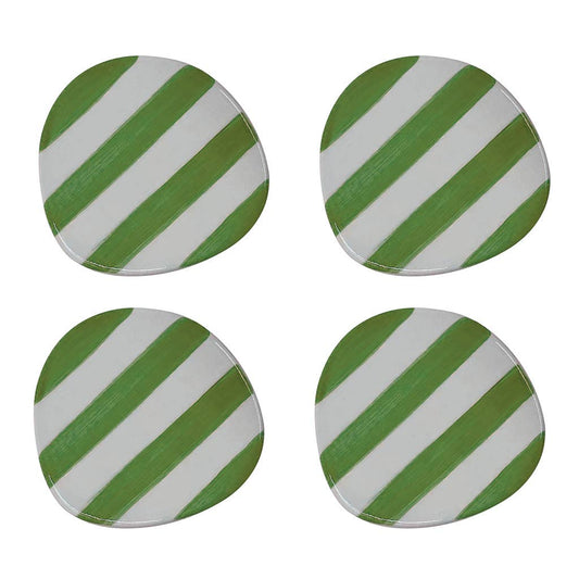 Set de 4 dessous de verre rayures verte D10 H0,6cm