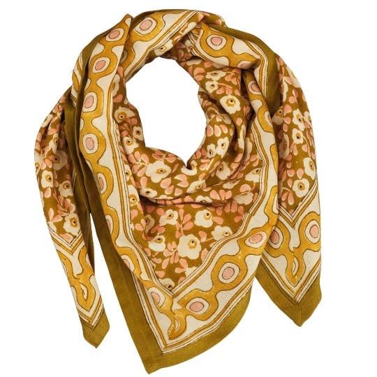Foulard flower seventies - Mon grand indispensable kaki