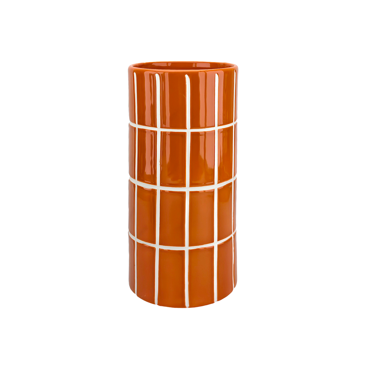 Vase carrelage mm orange D10,5 H23cm