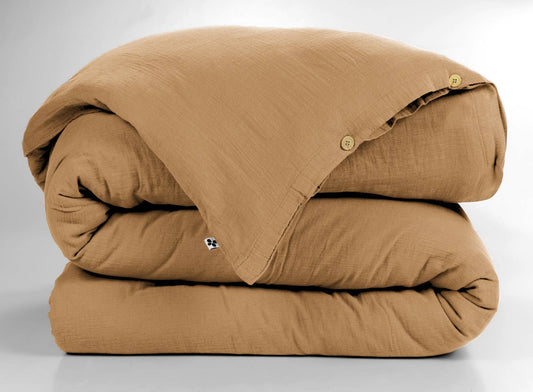 Housse de couette Gaze de Coton 200 x 200 cm GAÏA Camel