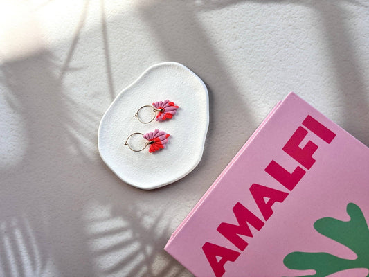 Fleur de Corail - Boucles d'Oreilles Créoles Artisanales