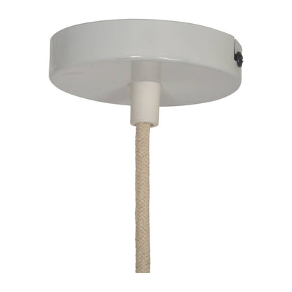 Suspension douille blanche 110cm câble corde naturelle rosace