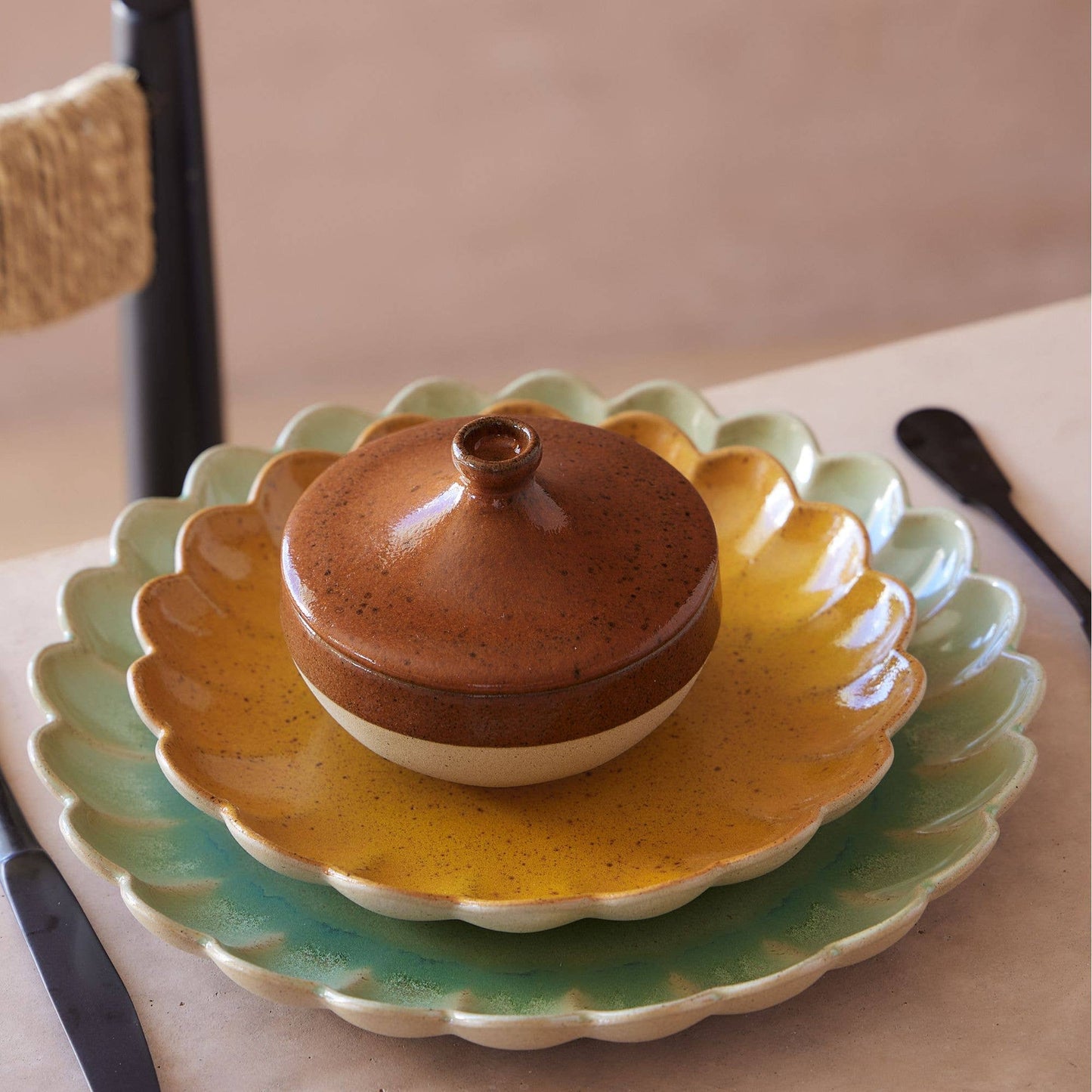 Assiette Ronde Coupe 28 - Marrakesh - Eucalyptus