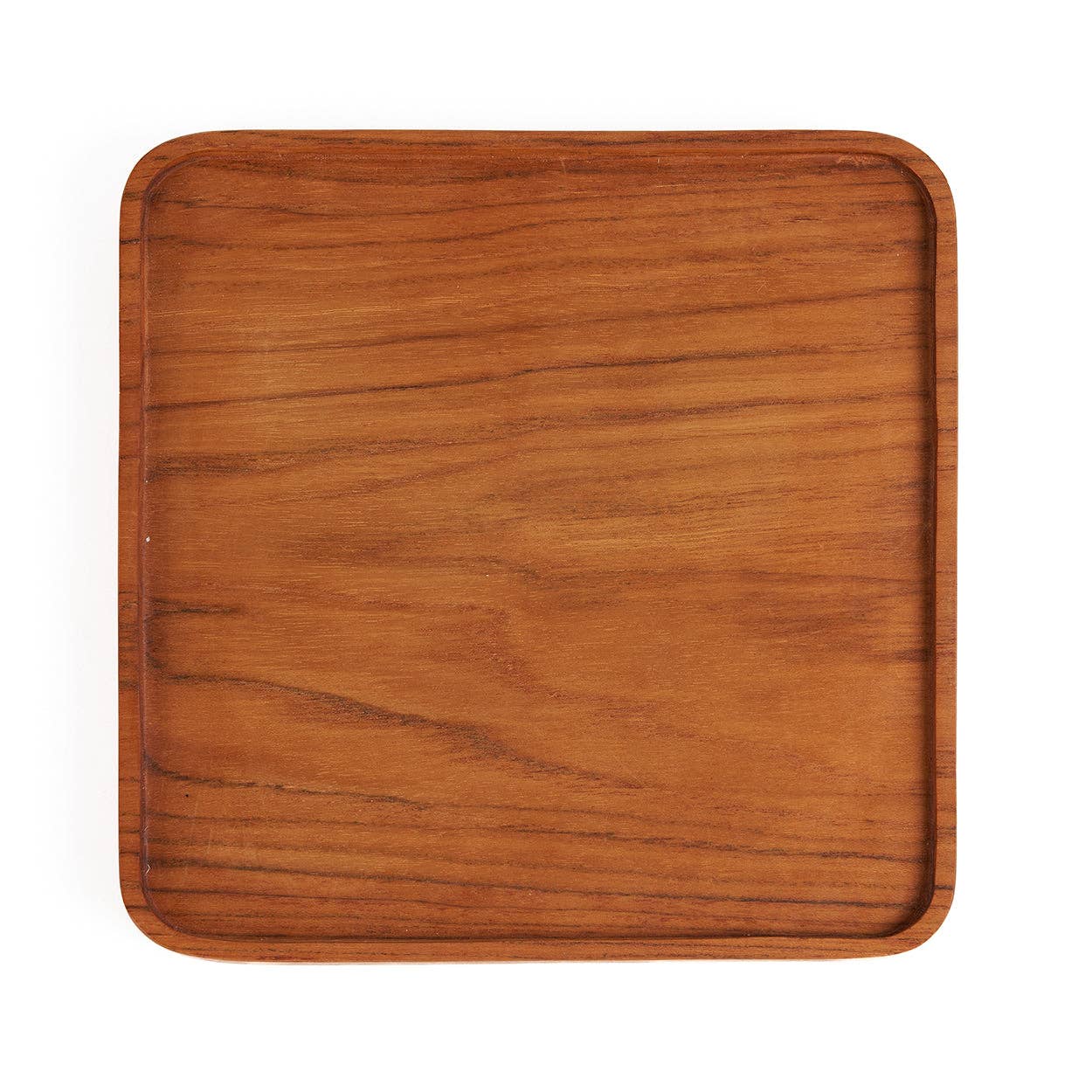 Assiette carrée en teck naturel - Taille S