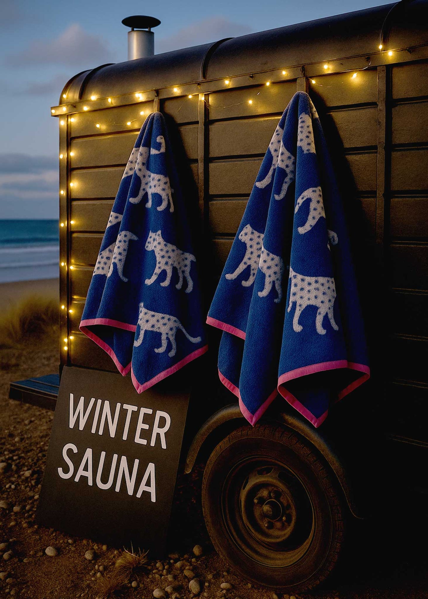 Serviettes en coton biologique avec motifs léopards des neiges