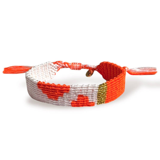Bracelet tissé Kizel® de Maison Kizo Orange, blanc et doré